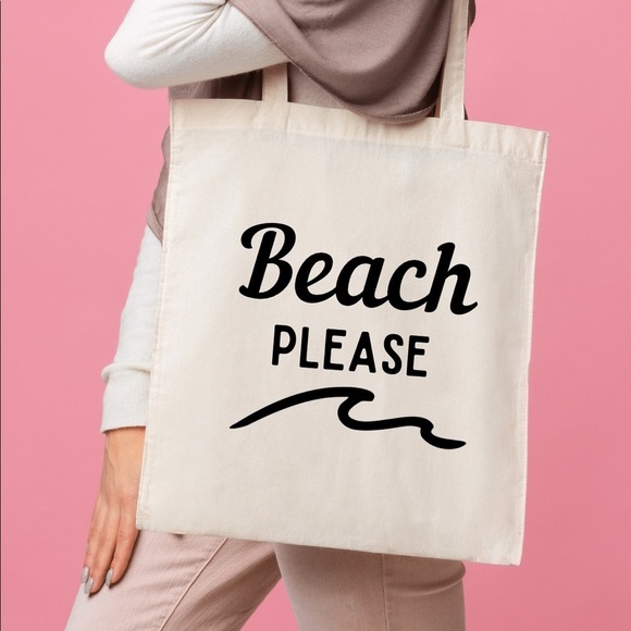 Handmade Beach Please Reusable Tote ♻️​​ - Picture 2 of 9